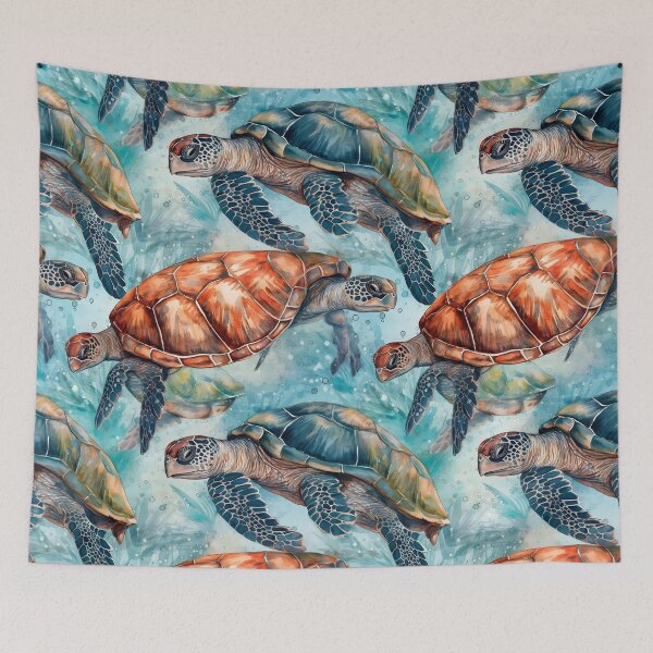 Item preview, Sea Turtles Fantastic Animals Watercolor Pattern designed and sold by SecretDicer.