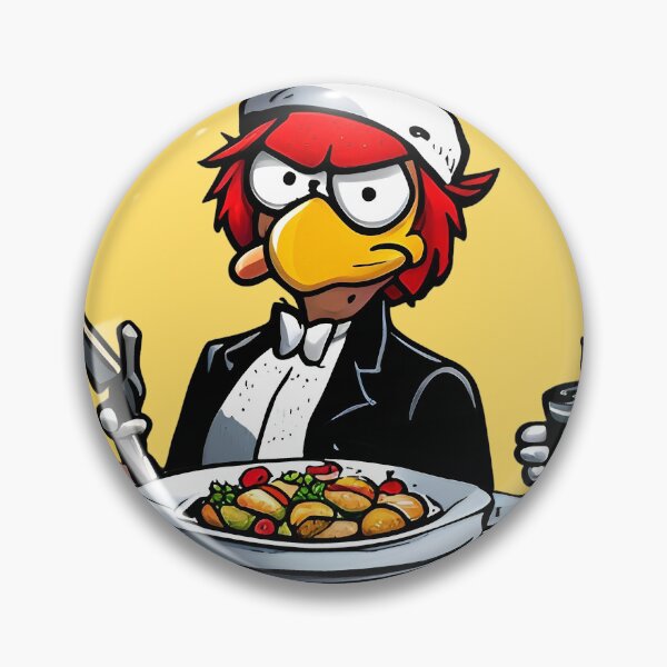 Item preview, Cartoon man sitting at desk with food plate designed and sold by LooperSDart.
