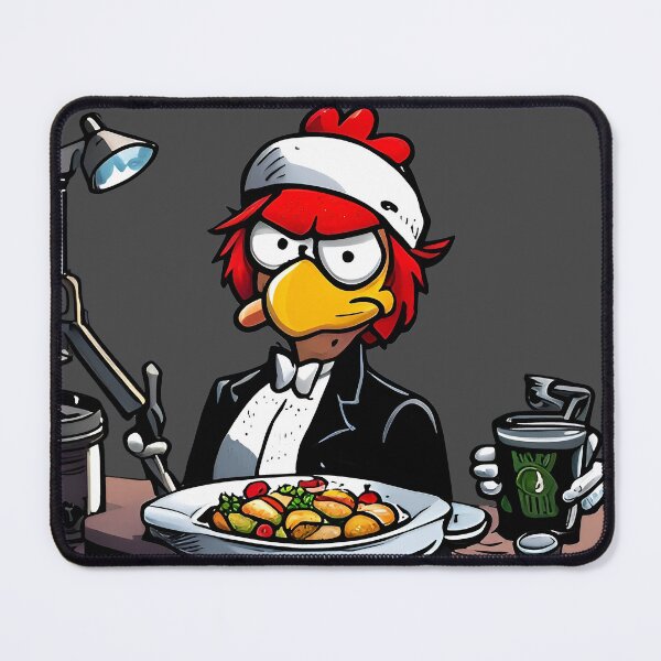 Item preview, Cartoon man sitting at desk with food plate designed and sold by LooperSDart.