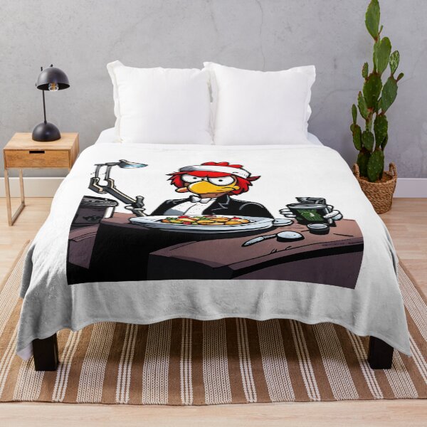 Item preview, Cartoon man sitting at desk with food plate designed and sold by LooperSDart.