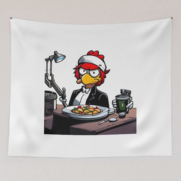 Item preview, Cartoon man sitting at desk with food plate designed and sold by LooperSDart.
