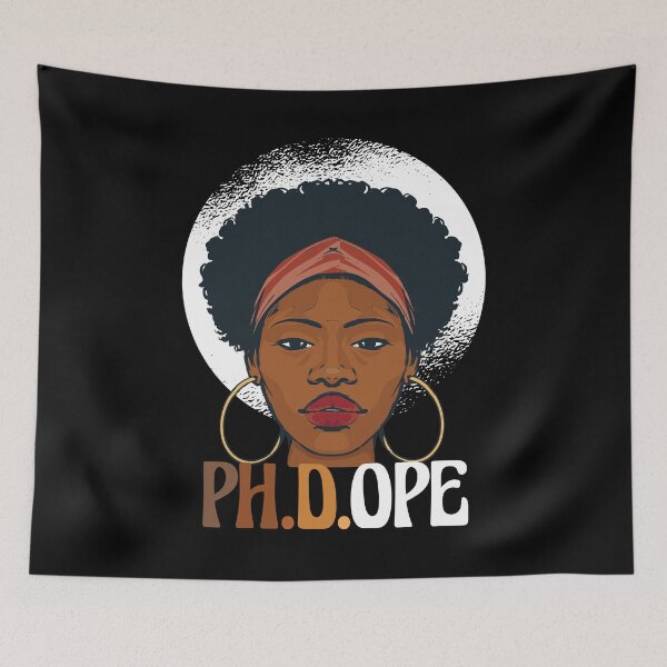 Item preview, PH.D.OPE Doctorate PhD Student Graduation Black Afro Girl designed and sold by MrEddie10.