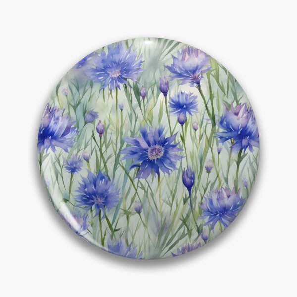 Item preview, Blue and Mauve Cornflowers Corn Flower Floral Watercolor Wildflower Pattern designed and sold by ClairesPatterns.