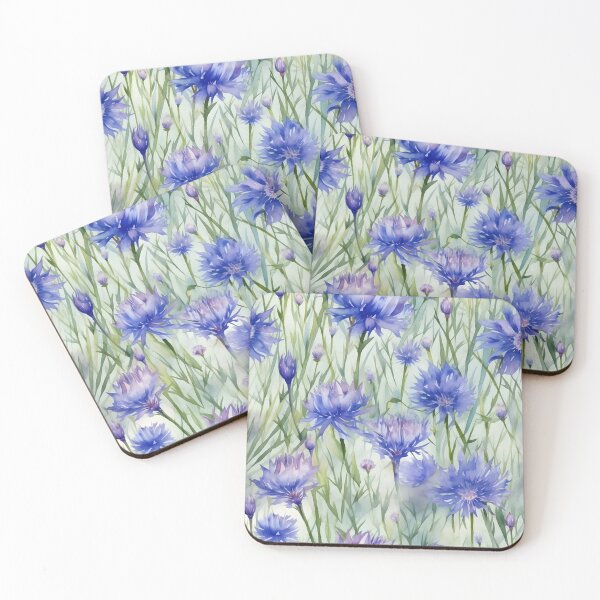 Item preview, Blue and Mauve Cornflowers Corn Flower Floral Watercolor Wildflower Pattern designed and sold by ClairesPatterns.