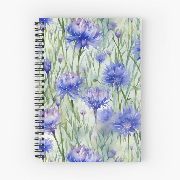 Item preview, Blue and Mauve Cornflowers Corn Flower Floral Watercolor Wildflower Pattern designed and sold by ClairesPatterns.