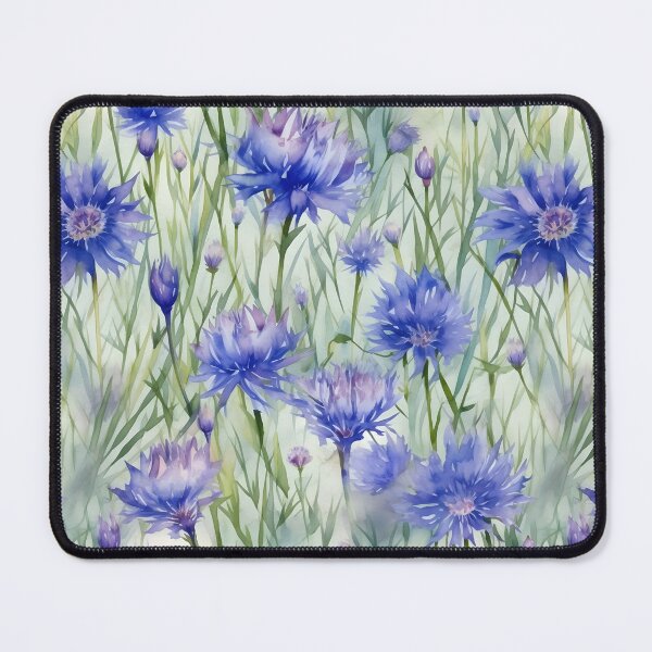 Item preview, Blue and Mauve Cornflowers Corn Flower Floral Watercolor Wildflower Pattern designed and sold by ClairesPatterns.