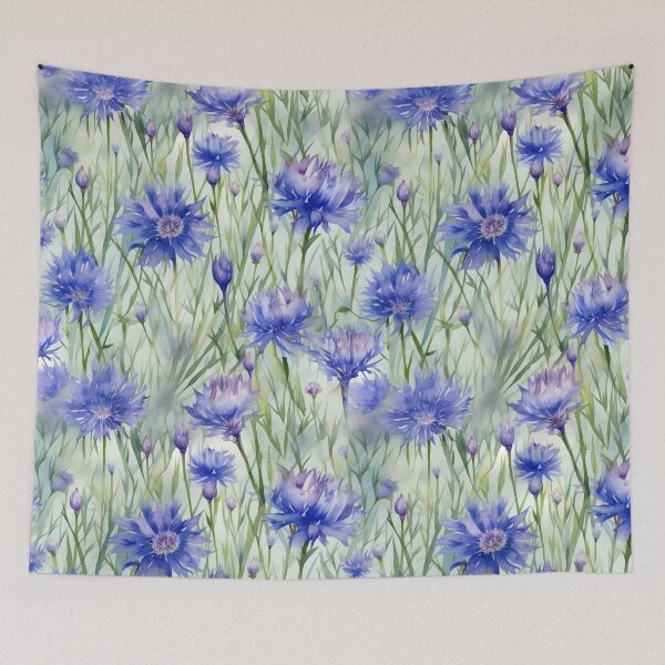 Item preview, Blue and Mauve Cornflowers Corn Flower Floral Watercolor Wildflower Pattern designed and sold by ClairesPatterns.