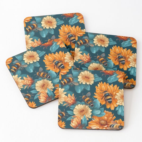 Item preview, Floral Pattern With Bees designed and sold by MTJ-Mushrooms.