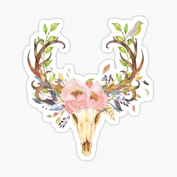 Elk Skull Art Sticker