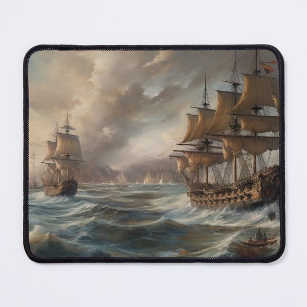 Item preview, Naval Battle Between Pirate Sailing Ships, Caribbean Seascape #1 designed and sold by AntielARt.