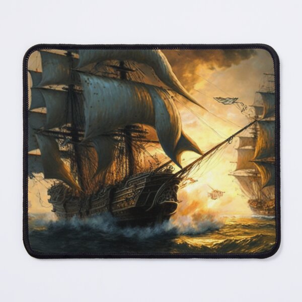 Item preview, Naval Battle Between Pirate Sailing Ships, Caribbean Seascape #2 designed and sold by AntielARt.
