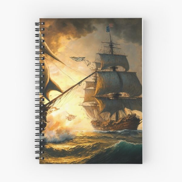 Item preview, Naval Battle Between Pirate Sailing Ships, Caribbean Seascape #2 designed and sold by AntielARt.
