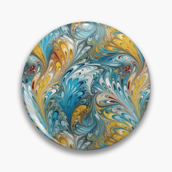 Item preview, Blue and Yellow Ebru Style designed and sold by pinkal.