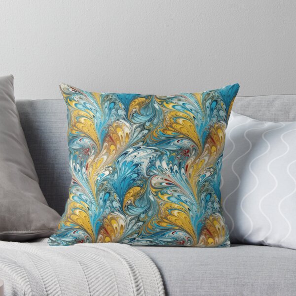 Item preview, Blue and Yellow Ebru Style designed and sold by pinkal.
