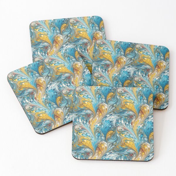 Item preview, Blue and Yellow Ebru Style designed and sold by pinkal.