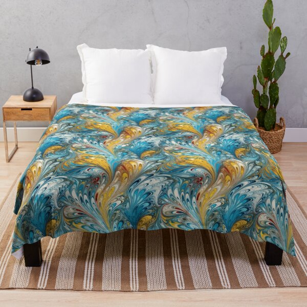 Item preview, Blue and Yellow Ebru Style designed and sold by pinkal.