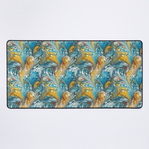 Item preview, Blue and Yellow Ebru Style designed and sold by pinkal.