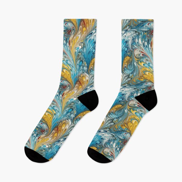 Item preview, Blue and Yellow Ebru Style designed and sold by pinkal.