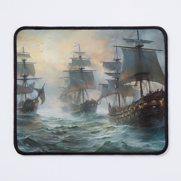 Item preview, Naval Battle Between Pirate Sailing Ships, Caribbean Seascape #3 designed and sold by AntielARt.