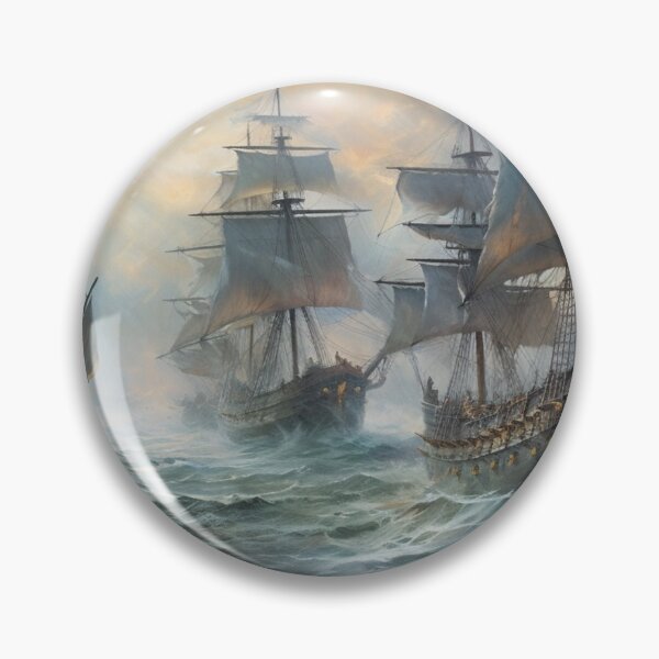 Item preview, Naval Battle Between Pirate Sailing Ships, Caribbean Seascape #3 designed and sold by AntielARt.