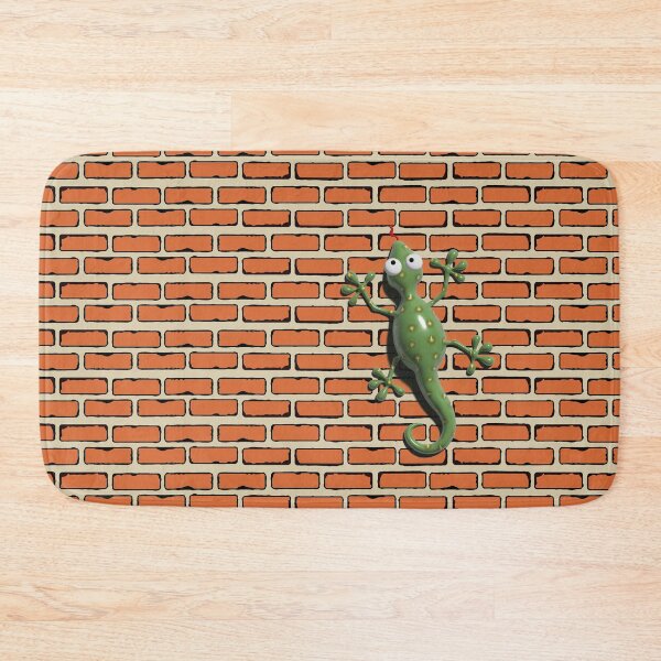 Item preview, Orange brick wall texture pattern with a green lizard designed and sold by Martapp.