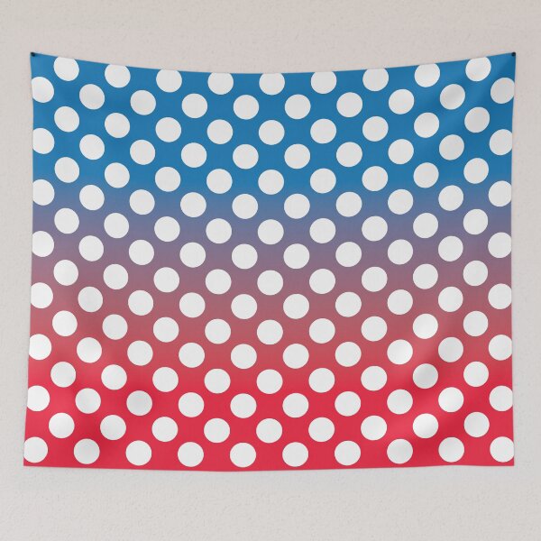 Item preview, Totally Dotty! Large White Polka Dots in a Summer Red and Blue Gradient Background  designed and sold by Aureusglow.