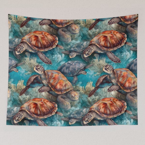 Item preview, Cute Sea Turtles Fantastic Animals Watercolor Pattern designed and sold by SecretDicer.