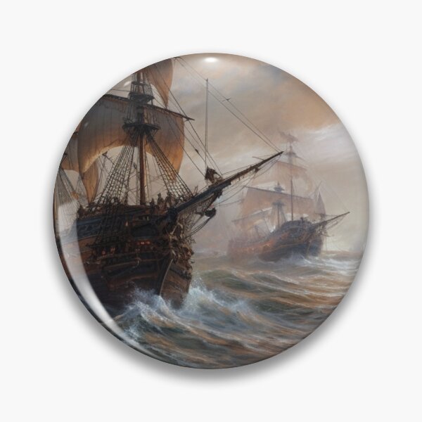 Item preview, Naval Battle Between Pirate Sailing Ships, Caribbean Seascape #4 designed and sold by AntielARt.