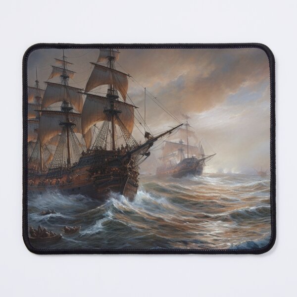 Item preview, Naval Battle Between Pirate Sailing Ships, Caribbean Seascape #4 designed and sold by AntielARt.