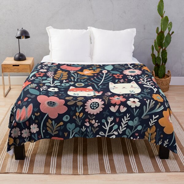 Artikelvorschau, Contemporary Floral Pattern With Cats entworfen und verkauft von MTJ-Mushrooms.