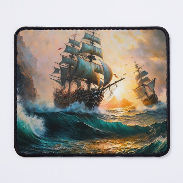 Item preview, Naval Battle Between Pirate Sailing Ships, Caribbean Seascape #5 designed and sold by AntielARt.