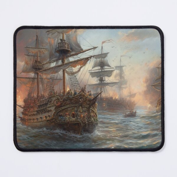 Item preview, Naval Battle Between Pirate Sailing Ships, Caribbean Seascape #6 designed and sold by AntielARt.