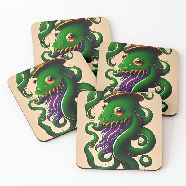 Item preview, Cthulu squid grandma flying a fish cartoon style, cell shading, poster tentacles, smoke and eels designed and sold by Nayonstore.