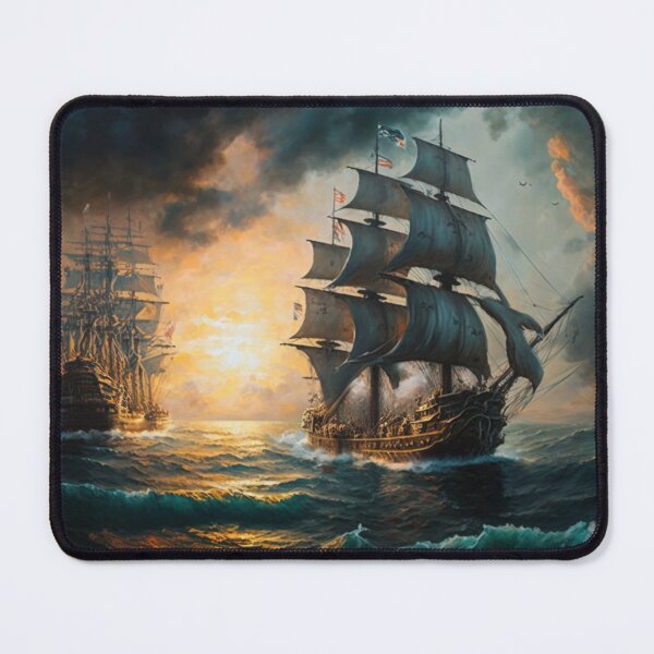 Item preview, Naval Battle Between Pirate Sailing Ships, Caribbean Seascape #7 designed and sold by AntielARt.