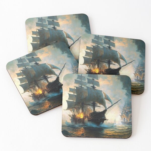 Item preview, Naval Battle Between Pirate Sailing Ships, Caribbean Seascape #8 designed and sold by AntielARt.