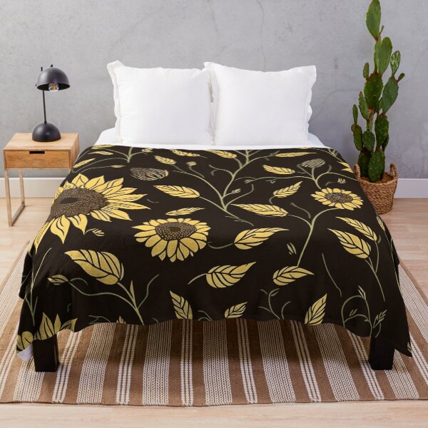 Item preview, Golden Sunflowers on Dark Brown, Floral Botanical Pattern designed and sold by Itaya Art.