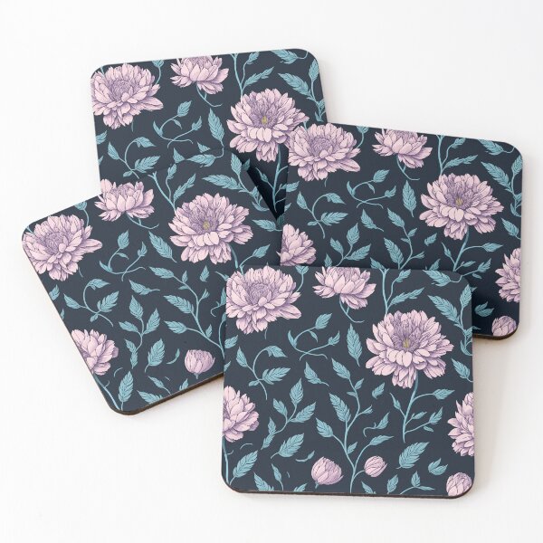 Item preview, Lavender Peony Flowers on Dark Teal, Floral Botanical Pattern designed and sold by Itaya Art.
