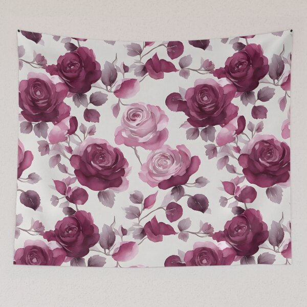 Item preview, Cheerful Watercolor Burgundy Roses Flowers Floral Patterns designed and sold by Wonder Of Light.