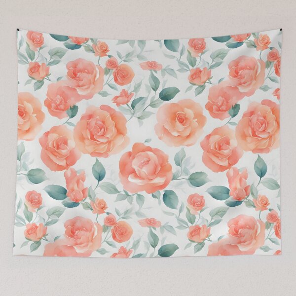 Item preview, Cheerful Watercolor Coral Roses Flowers Floral Patterns designed and sold by Wonder Of Light.