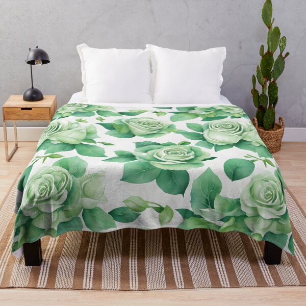 Item preview, Cheerful Watercolor Green Roses Flowers Floral Patterns designed and sold by Wonder Of Light.