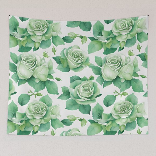 Item preview, Cheerful Watercolor Green Roses Flowers Floral Patterns designed and sold by Wonder Of Light.