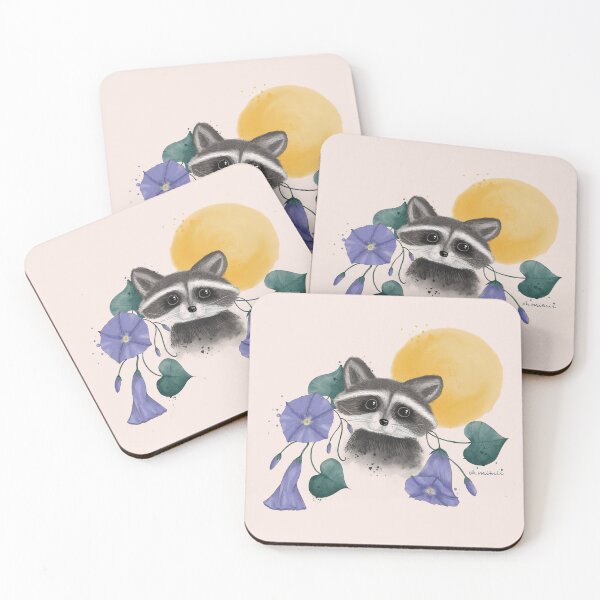 Item preview, Raccoon and Morning glory designed and sold by ohmimii.