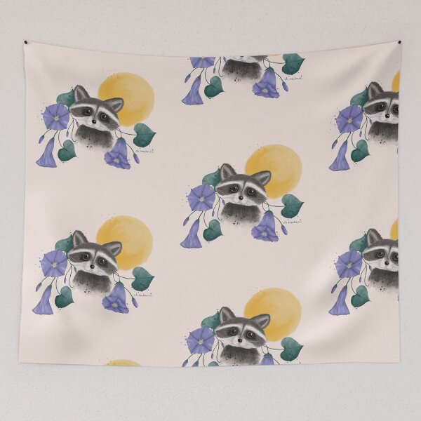 Item preview, Raccoon and Morning glory designed and sold by ohmimii.