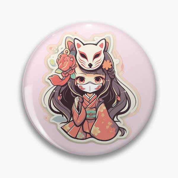 Item preview, Pegatina de chica kitsune kawaii designed and sold by damnitmikki.