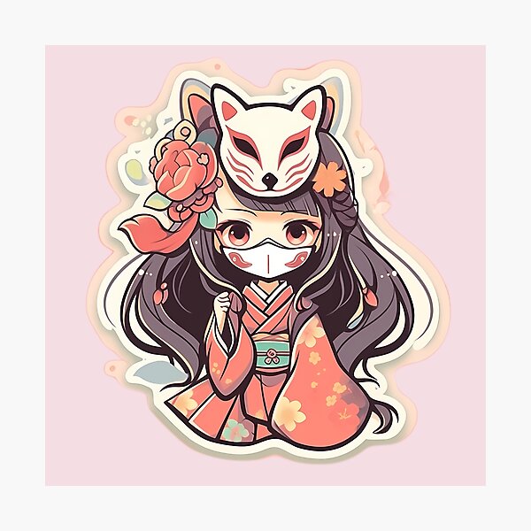 Item preview, Kawaii Kitsune Girl Sticker designed and sold by damnitmikki.