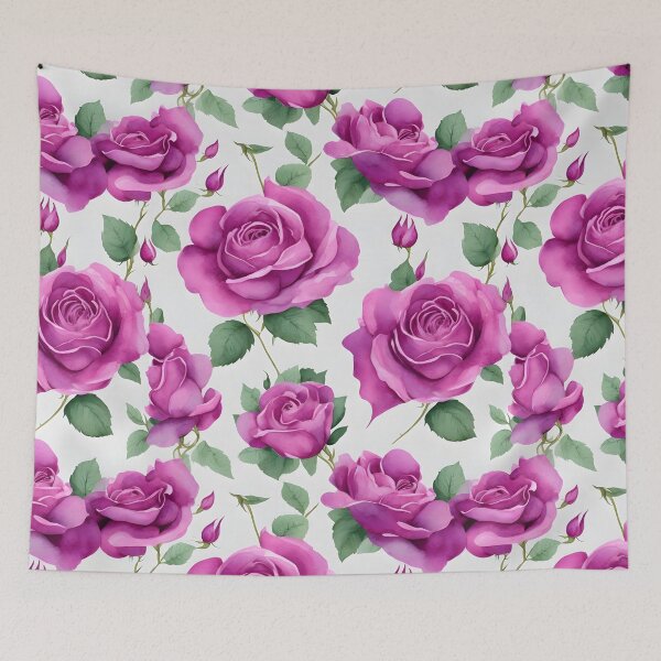 Item preview, Cheerful Watercolor Magenta Roses Flowers Floral Patterns designed and sold by Wonder Of Light.