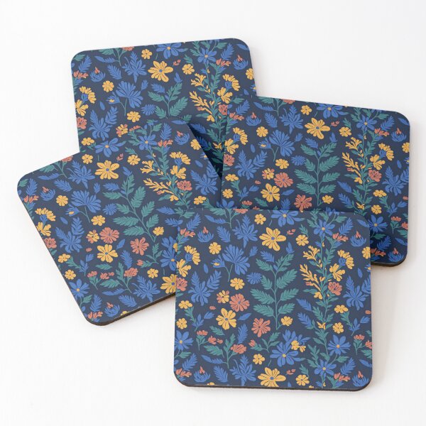 Item preview, Ai Generated Pattern of Wildflowers on Blue Background designed and sold by BluePlanetMerch.