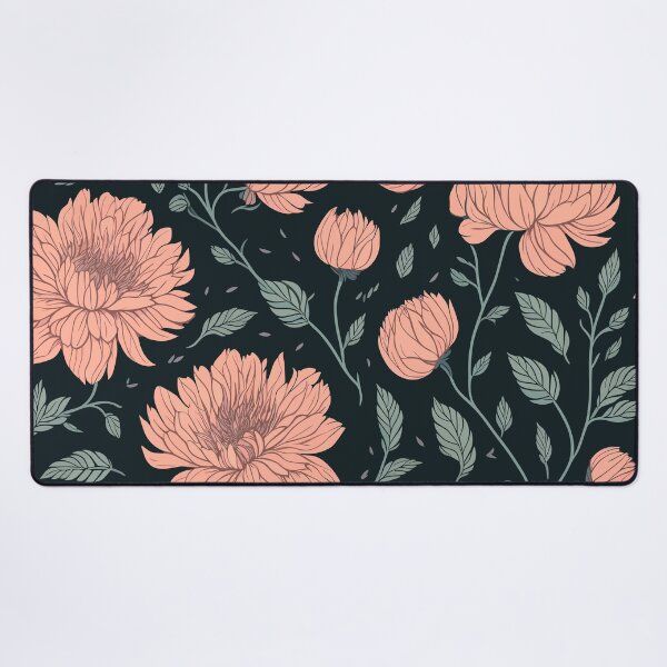 Item preview, Peach Peony Flowers on Teal, Floral Botanical Pattern designed and sold by Itaya Art.