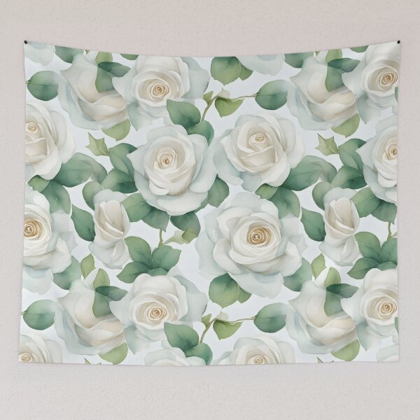 Item preview, Cheerful Watercolor White Roses Flowers Floral Patterns designed and sold by Wonder Of Light.