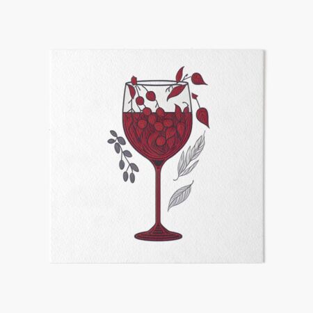 Aesthetic Boho Wine Glass Art Board Print for Sale by Cravio